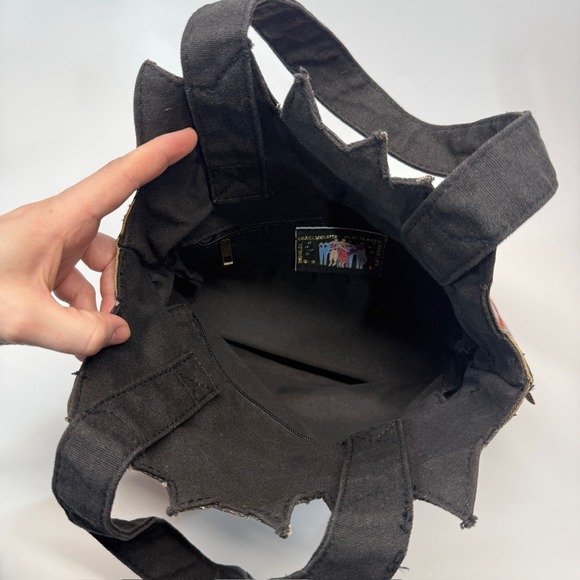 Laurel Burch Purse Cat Cotton Canvas Tote Bag Cutout Artsy Boho - Picture 8 of 13